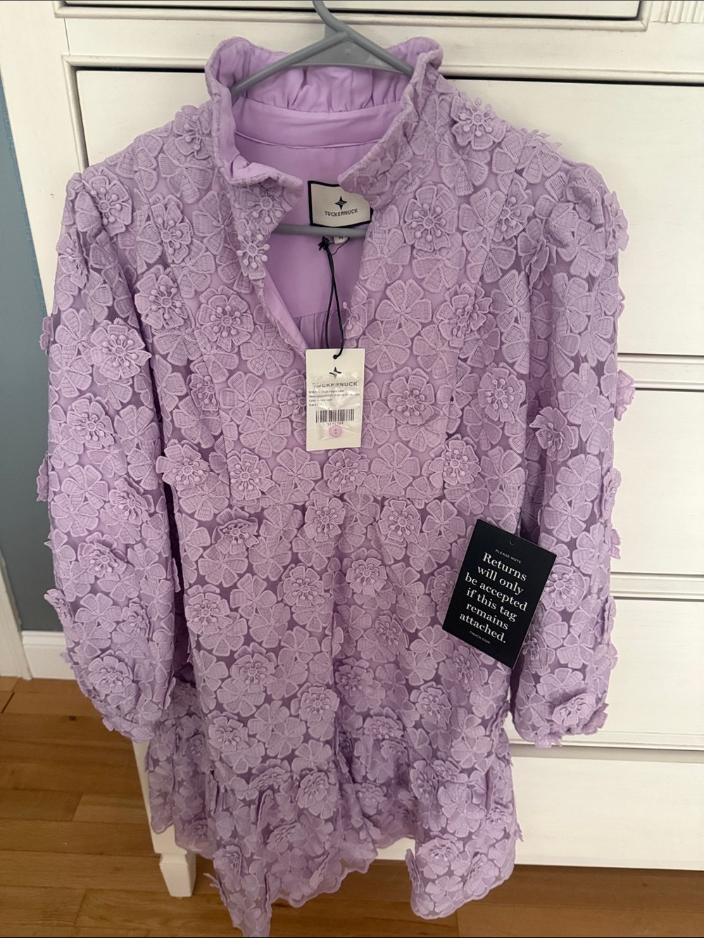 Tuckernuck Lavender 3D Floral Lace dress